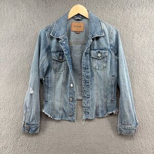 BLANK NYC Distressed Raw Hem Denim Jacket Size Small